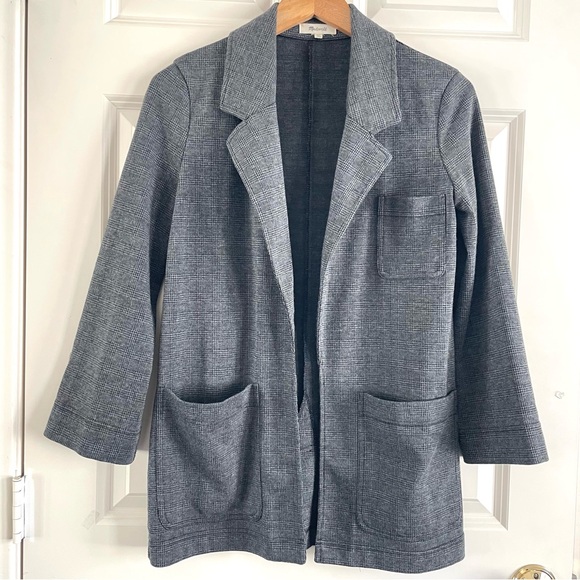 Madewell Jackets & Blazers - Madewell Gray Plaid Oversized Blazer Jacket Sweater Open Front